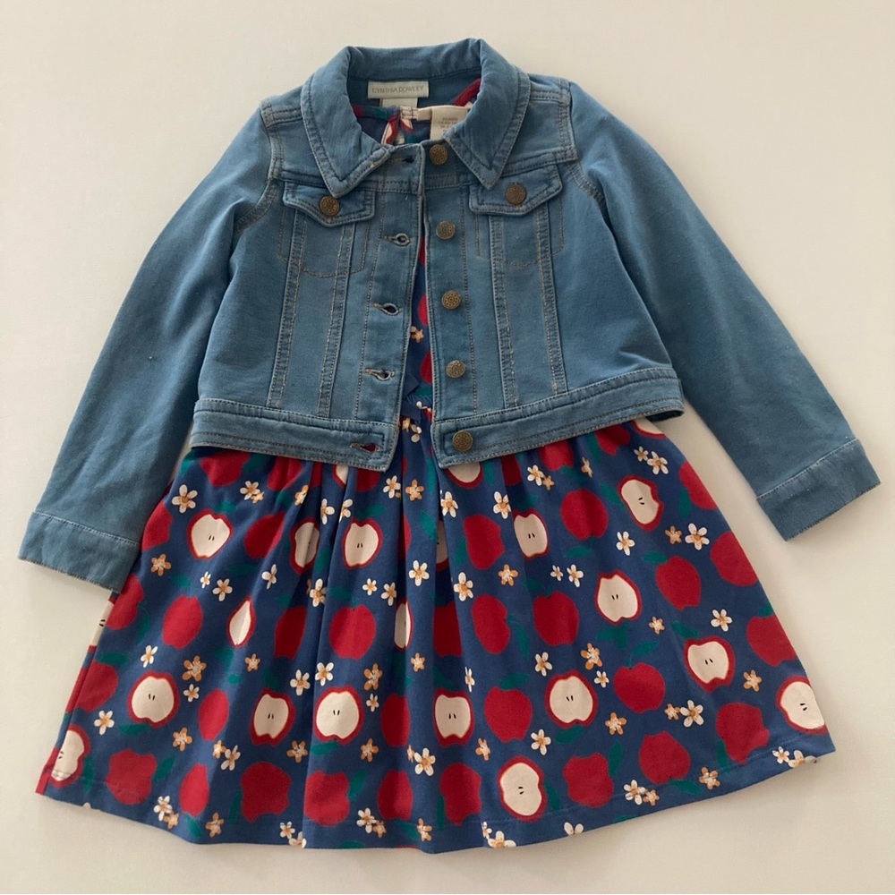 Cynthia Rowley Girls 4 Apple Dress & Jacket Set Outfit Back To School Fall